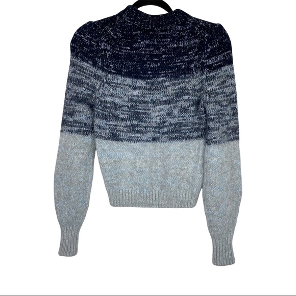 Banana Republic Merino Extra Fine Merino Wool Alpaca Blue Colorblock Sweater - Picture 1 of 12